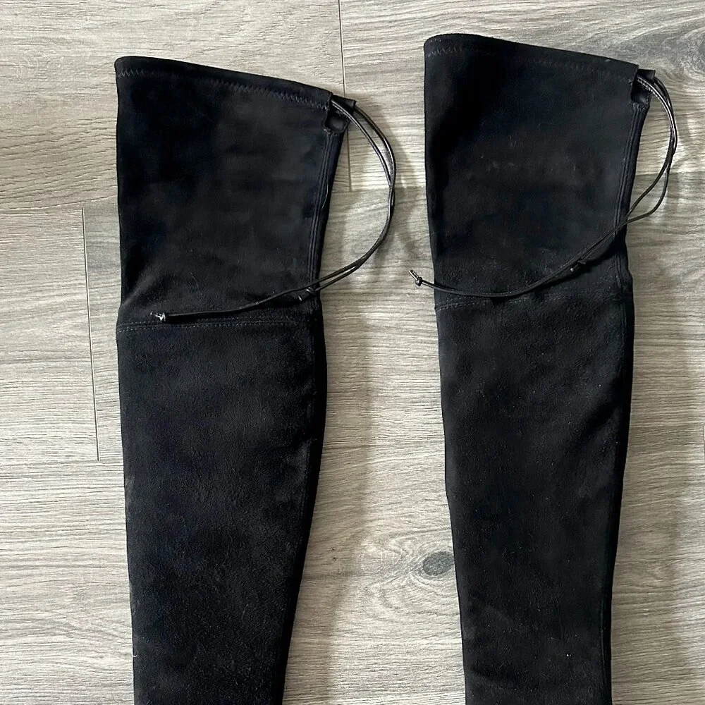 Stuart Weitzman Black Suede Over-the-Knee Boots + Dust Bag - Size 5.5
